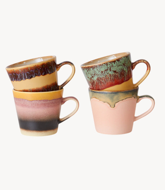 70s ceramics: cappuccino mugs vista, set of 4